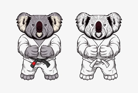 EPS,JPG Character Illustration of Martial Arts Koalas