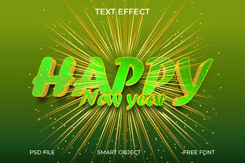 PSD Efecto de texto festivo para año nuevo