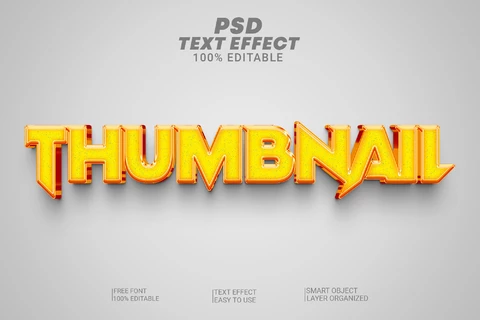 PSD Miniatura amarillo brillante metálico afilar 3d efecto de texto