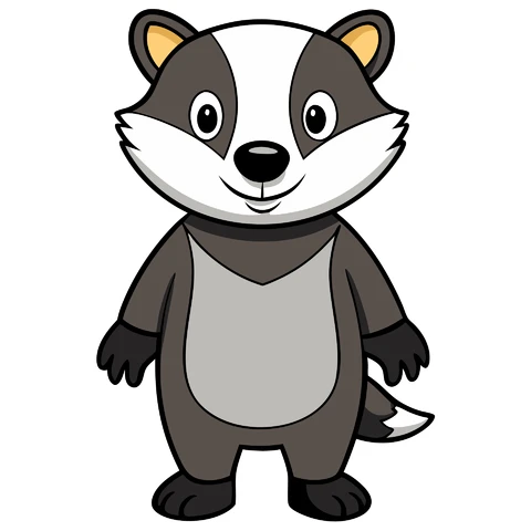 AI,JPG Cartoon Badger Character Illustration