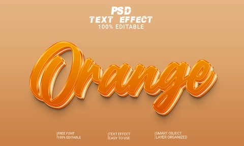 PSD Naranja capas 3d estilo de fuente efecto