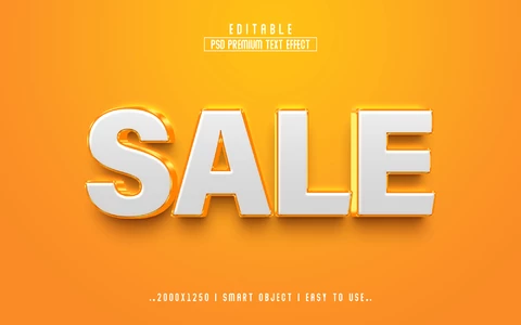 PSD Sale Commercial Yellow 3D Text Effect