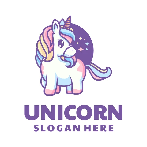 EPS,JPG Cute Cartoon Unicorn Logo Design