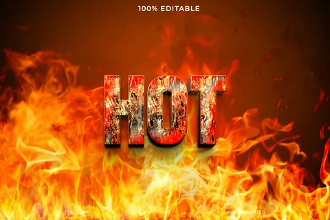 PSD Effet de style de texte "flammes chaudes