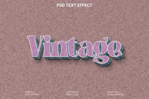 PSD Vintage Noise 3D Font Style Effect