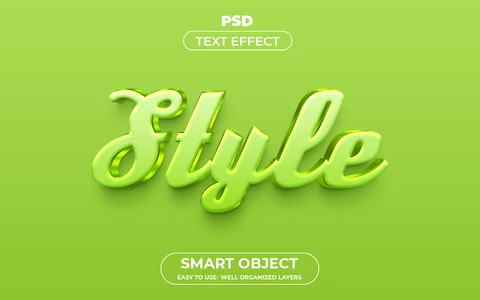 PSD Style Apple Green Crystal 3D Text Effect