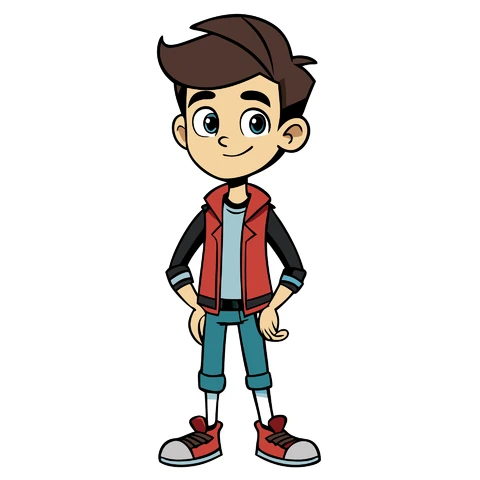 AI,JPG Desenho plano de personagem de desenho animado