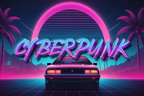 AI,EPS Design im Cyberpunk-Textstil