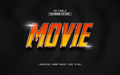 PSD Película de acción blockbuster brillante efecto de texto 3d