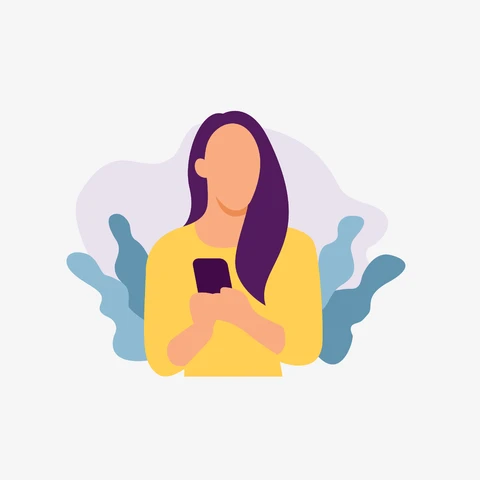 EPS,JPG Ilustração plana de uma mulher usando um telefone