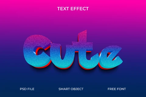 PSD 3D Gradient Cute Text Style