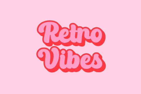 AI,EPS Efeito de texto rosa com vibrações retrô dos anos 70