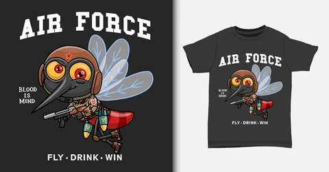 EPS,JPG Whimsical Cartoon Military Fly Design