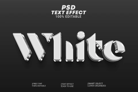 PSD White and Black Glossy Metal Stencil Elegant 3D Text Effect
