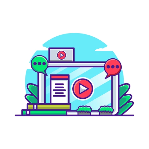 EPS,JPG Ilustração plana de uma interface de vídeo