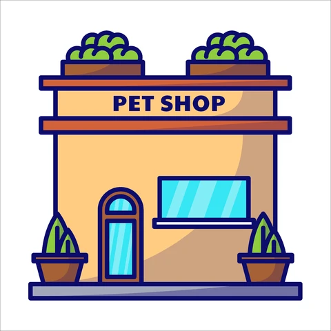 EPS,JPG Ilustração de pet shop com design plano