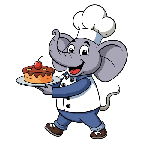 AI,JPG Cartoon Style Chef Elephant Character