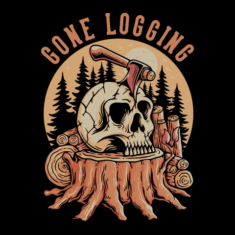 EPS,JPG Vintage Skull Logging Illustration