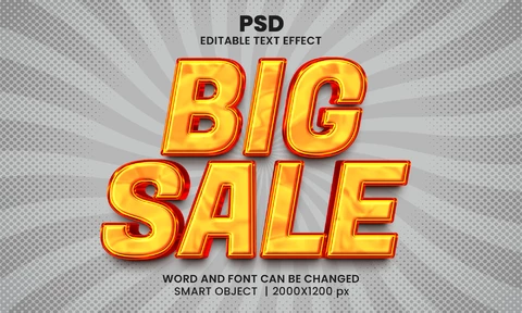 PSD Big Sale Orange and Grey 3D Text Effect