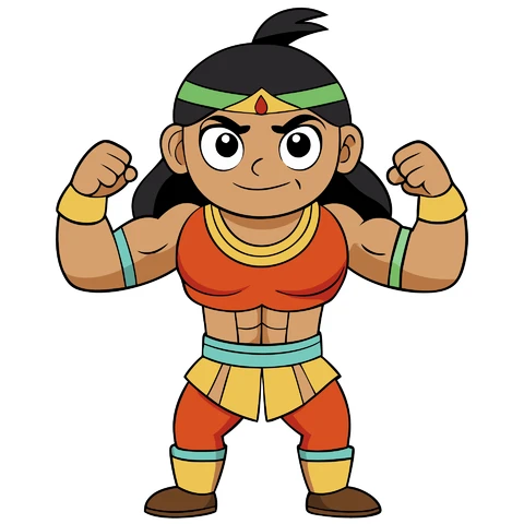 AI,JPG Cartoon Character with Strong Pose