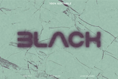PSD Negro futurista rock sci-fi estilo de fuente efecto de texto