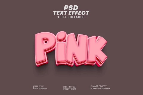 PSD Pink cartoon block letters 3d text effect