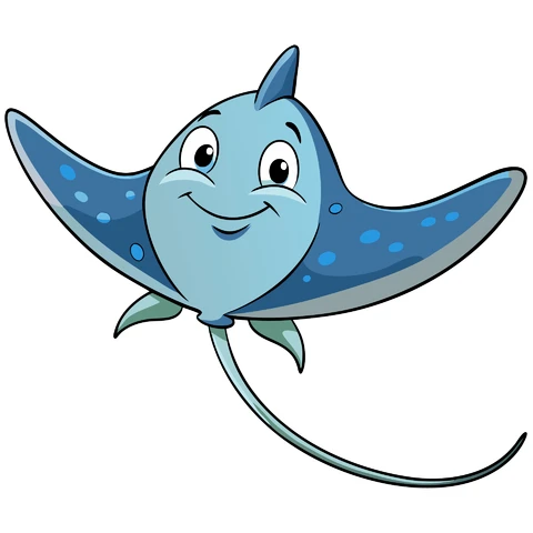 AI,JPG Cartoon Style Happy Stingray Character