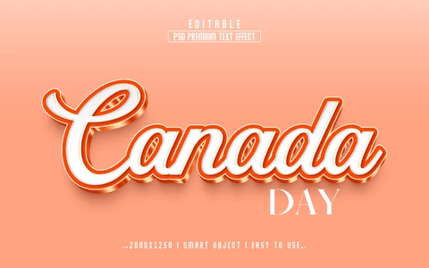 PSD Canada Day Orange Crystal 3D Text Effect