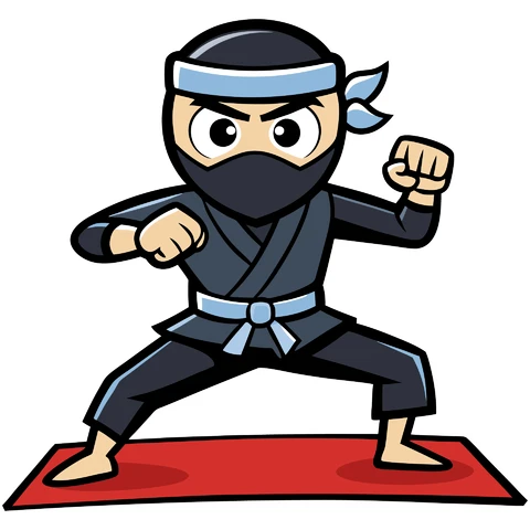 AI,JPG Ilustração de personagem ninja em desenho animado