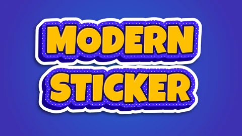 EPS,AI Dots Blue and Yellow Sticker Text Effect