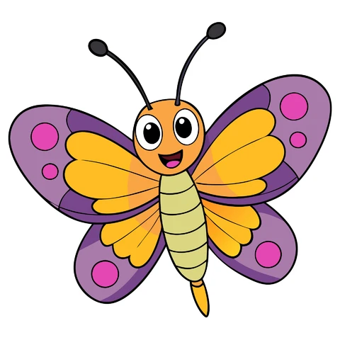 AI,JPG Cartoon Butterfly Character Illustration