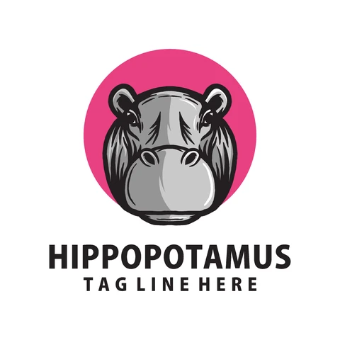 EPS,JPG Modern Logo Design with Hippo Illustration