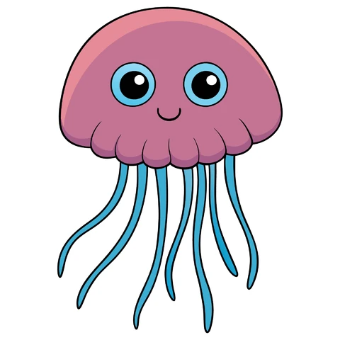 AI,JPG Cute Cartoon Jellyfish Illustration
