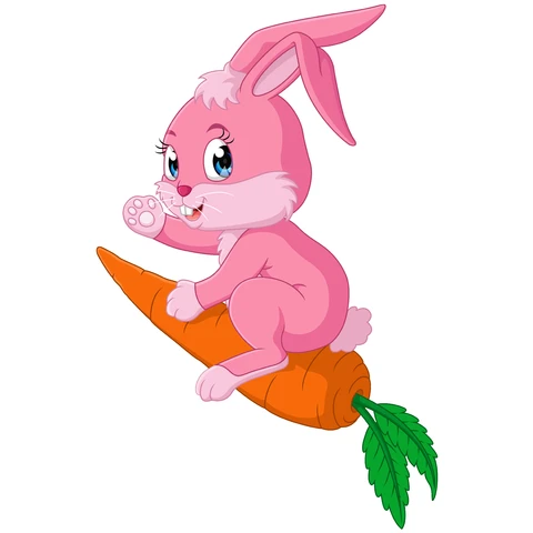 EPS,JPG Cartoon Style Pink Bunny Illustration