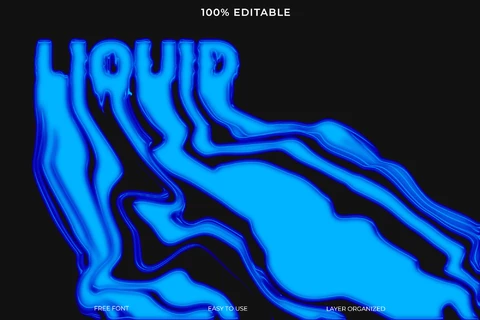 PSD Liquid Blue Leak Font Style Text Effect