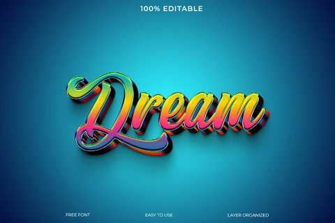 PSD Efeito de estilo de texto dos sonhos