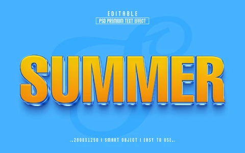 PSD Summer Orange Gradient 3D Text Effect