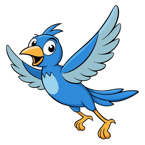 AI,JPG Cartoon Style Blue Bird Illustration
