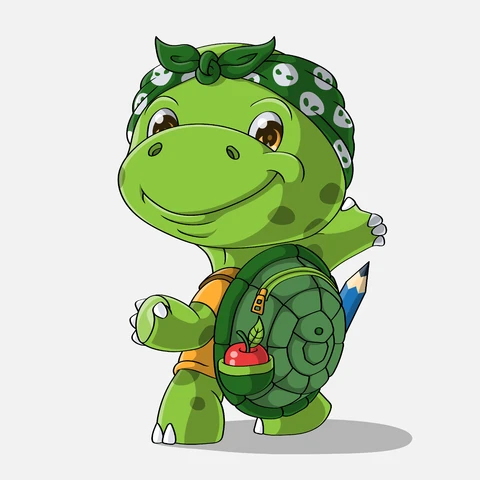 EPS,JPG Cute Cartoon Style Turtle Character