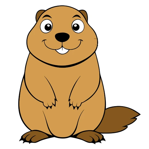 AI,JPG Cartoon Style Cute Groundhog Illustration
