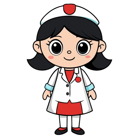 AI,JPG Cute Cartoon Nurse Character Illustration