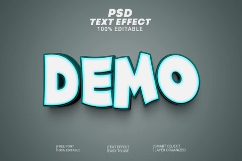 PSD Demo divertido dibujos animados niños videojuego aventura 3d efecto de texto