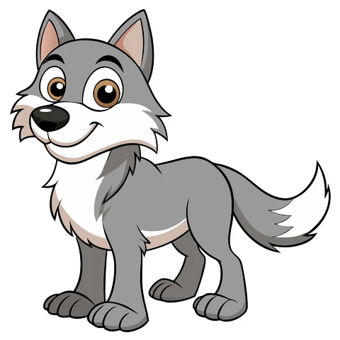 AI,JPG Cartoon Wolf Character Illustration
