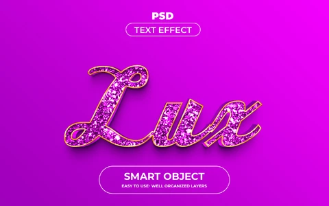 PSD Lux purple glitter 3d text effect
