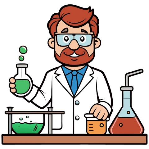 AI,JPG Cientista em desenho animado em estilo de laboratório