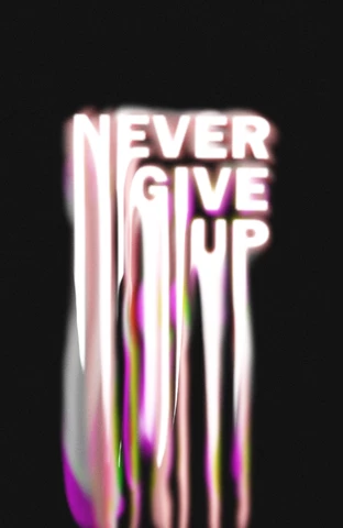 PSD Never Give Up Font Style Effect