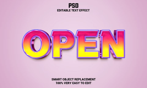 PSD Efeito de texto aberto