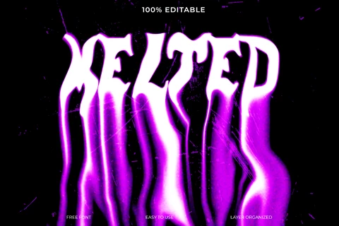 PSD Melted Purple Leaking Font Style Text Effect