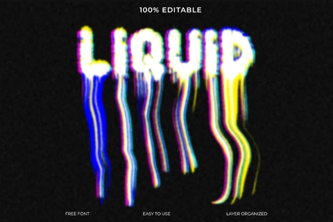 PSD Liquid Dripping Neon Glitch Font Style Text Effect