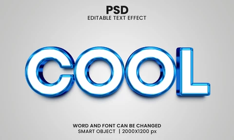 PSD Cristal azul efecto texto 3d